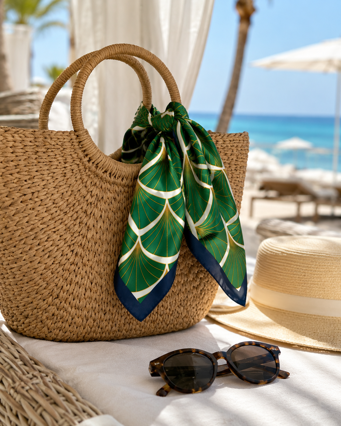 Foulard Riviera - Éventail Émeraude