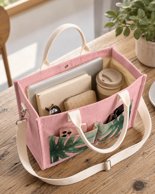 Mila Monstera™ | Sac cabas en velours côtelé