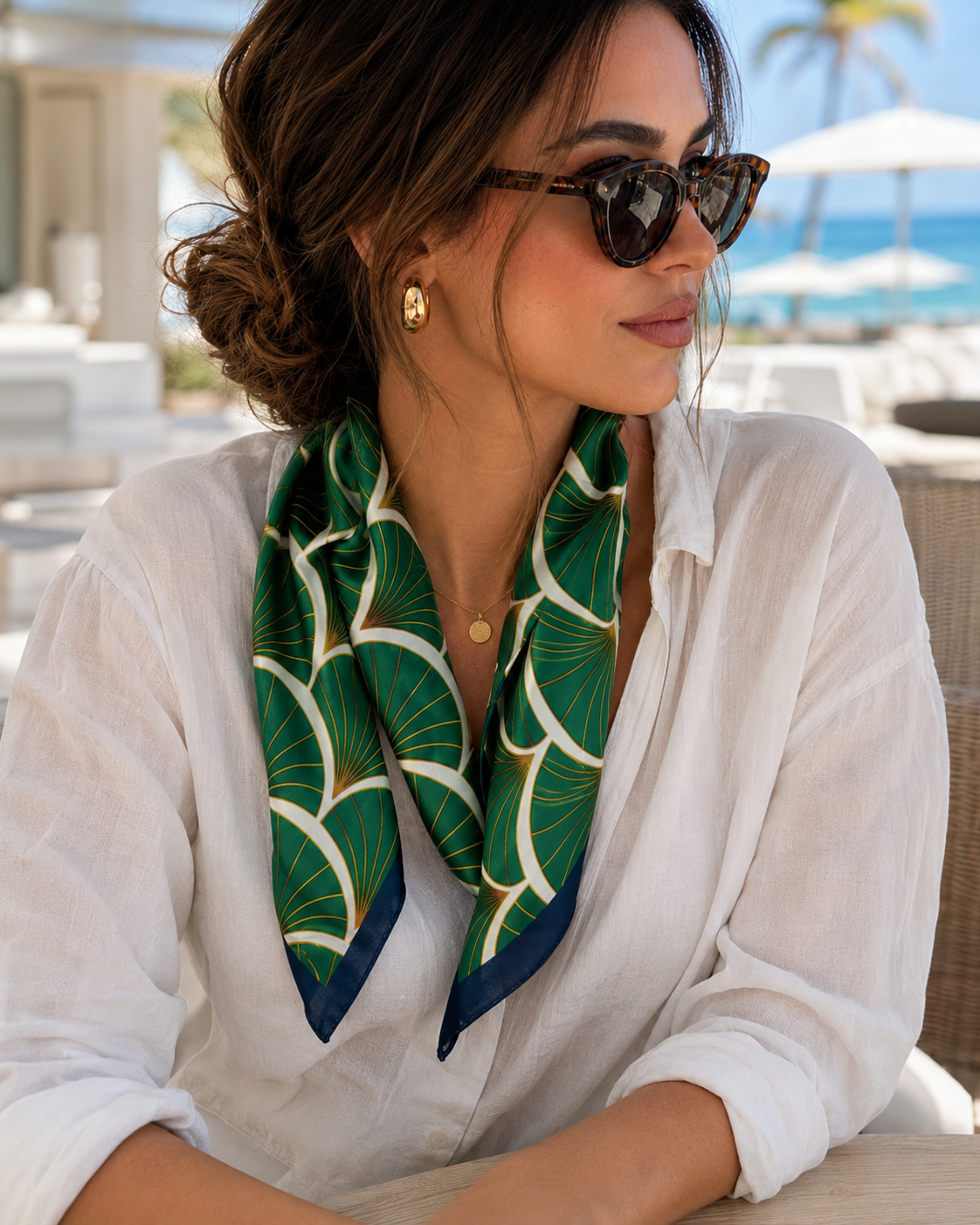 Foulard Riviera - Éventail Émeraude