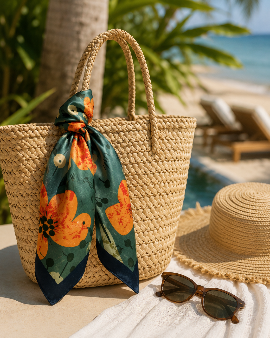 Foulard Riviera - Floral Orange
