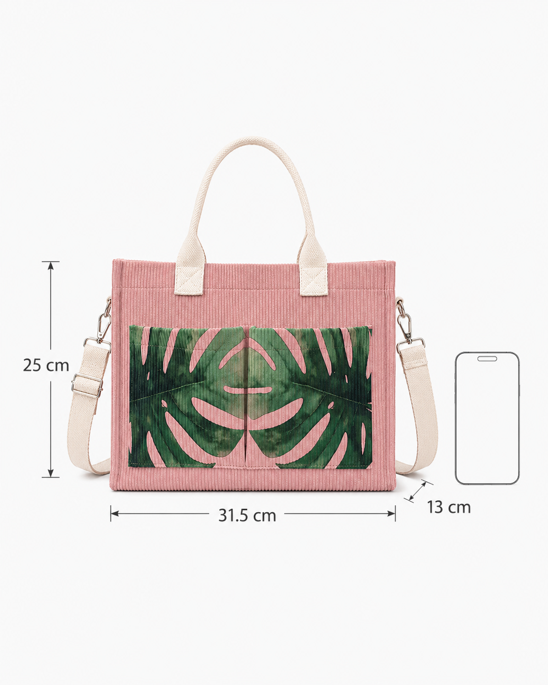 Mila Monstera™ | Sac cabas en velours côtelé