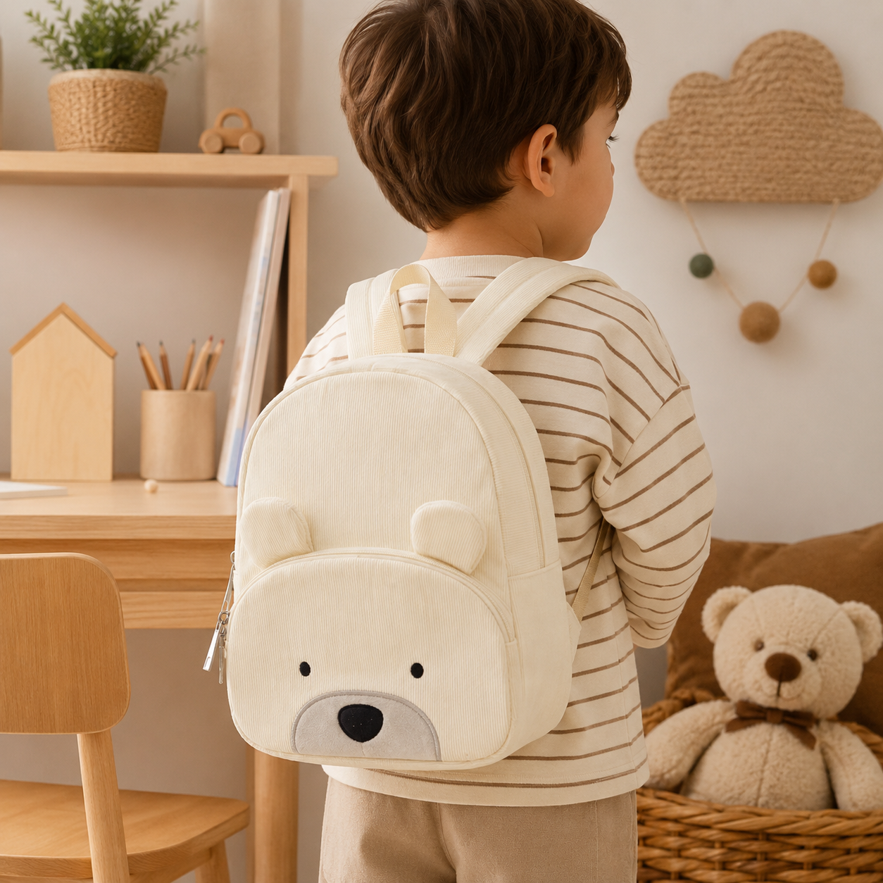 Mini Compagnon™ – Sac à dos maternelle en velours côtelé