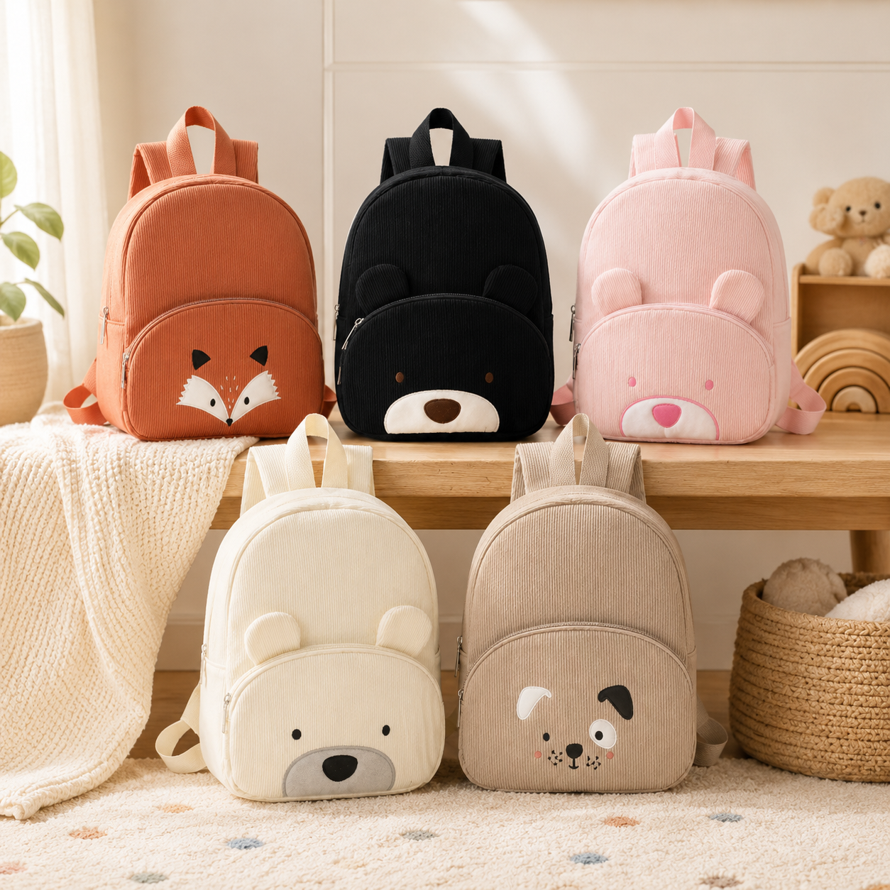 Mini Compagnon™ – Sac à dos maternelle en velours côtelé