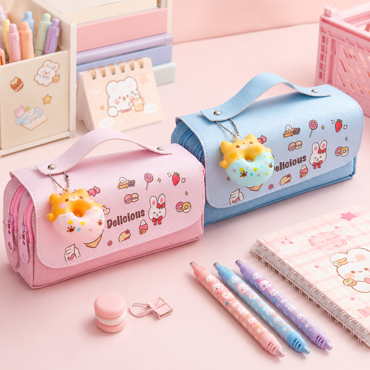 Sweet Donut™ - Plumier scolaire grande capacité
