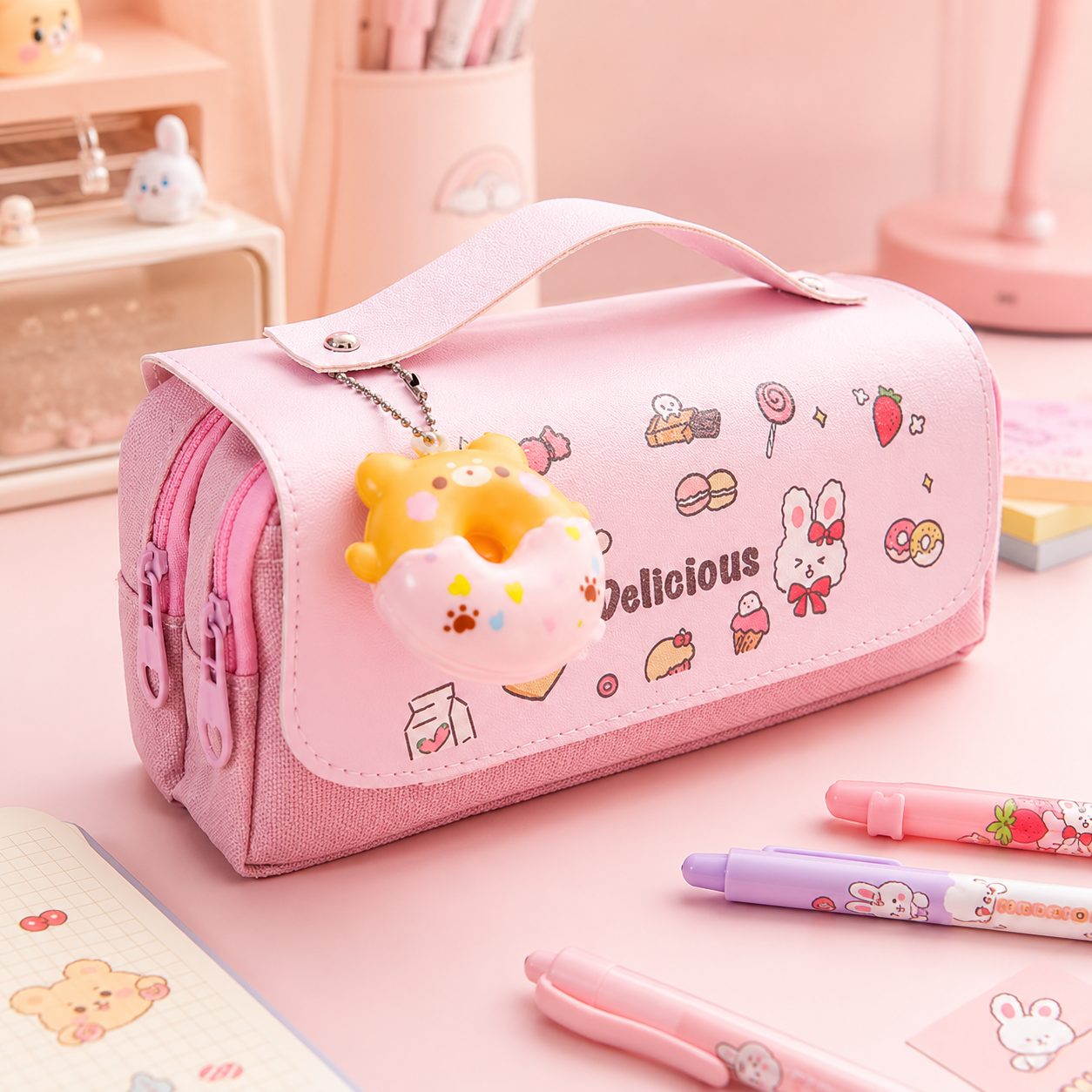 Sweet Donut™ - Plumier scolaire grande capacité