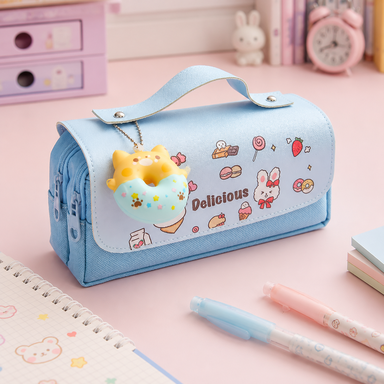 Sweet Donut™ - Plumier scolaire grande capacité