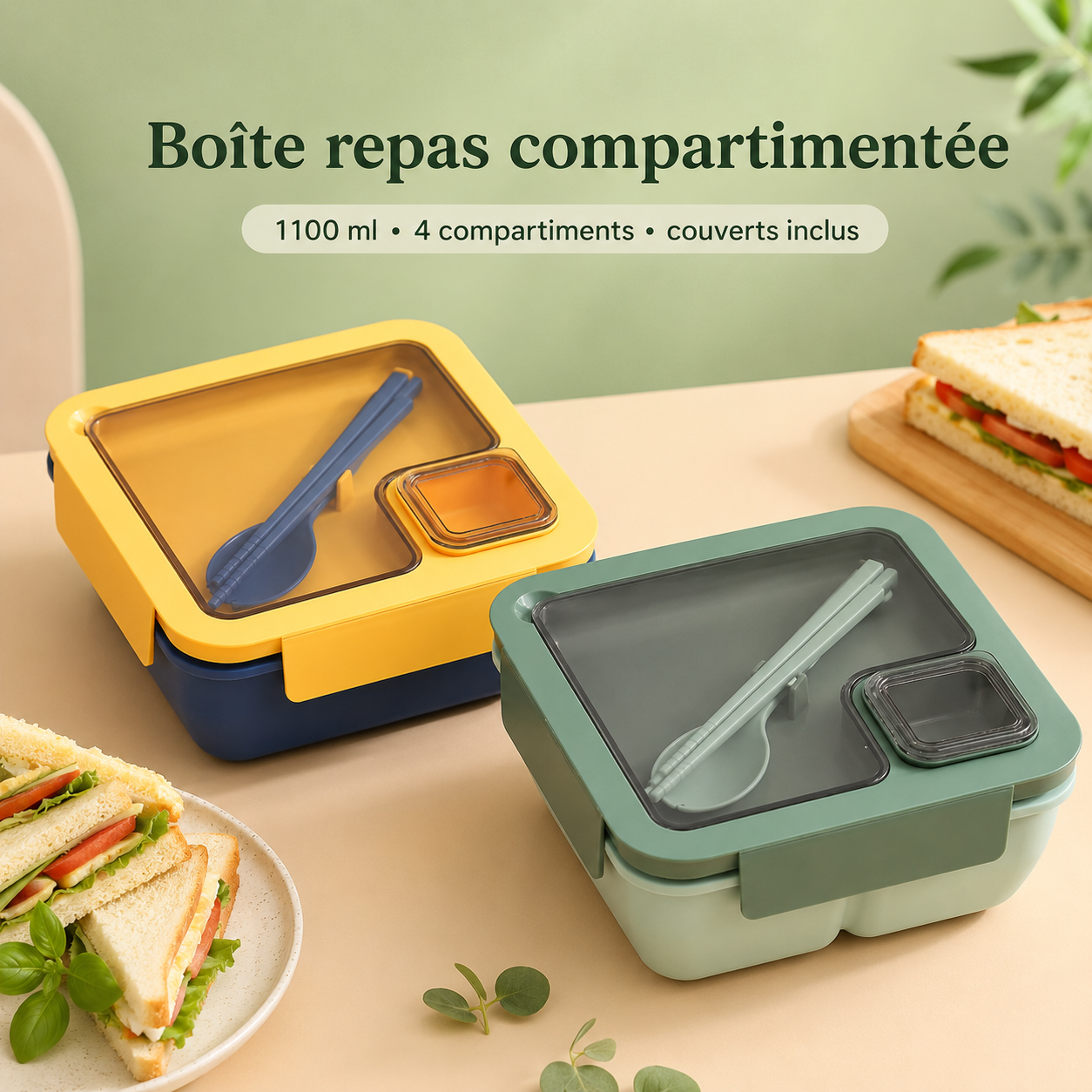 Bento’Malin™ – Boîte repas compartimentée 1100 ml
