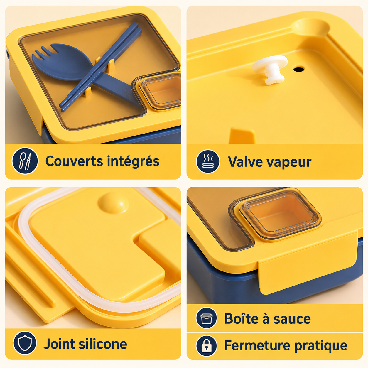Bento’Malin™ – Boîte repas compartimentée 1100 ml