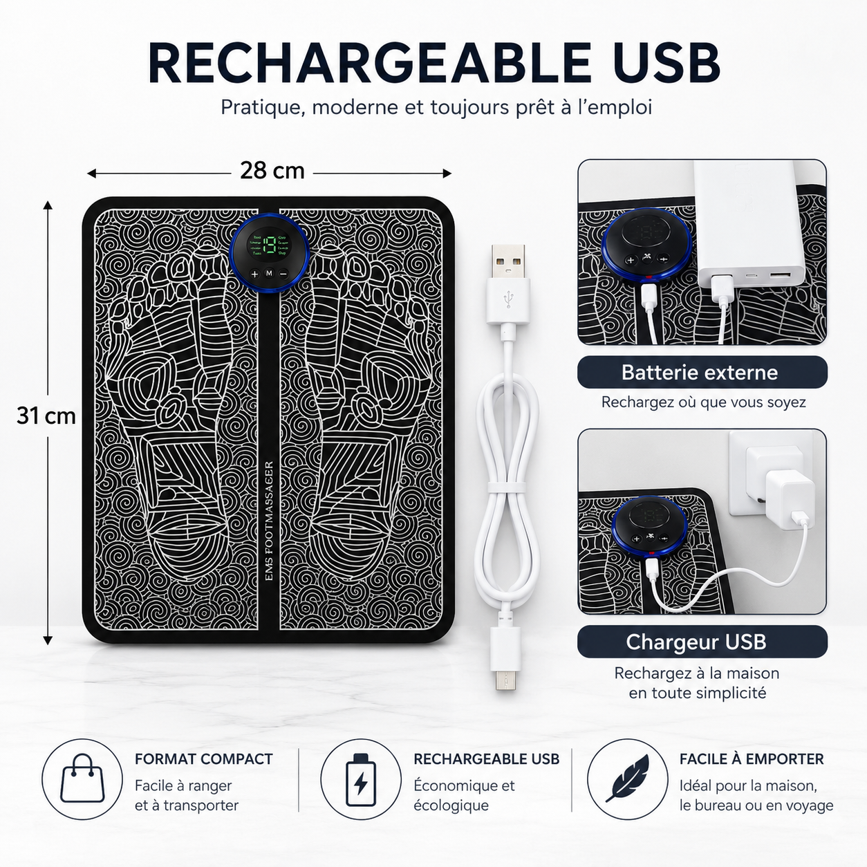 SensaPieds™ — Tapis EMS rechargeable
