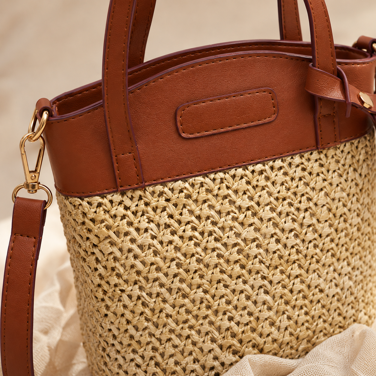 Naya Bucket – Sac seau tressé zippé — photo 5